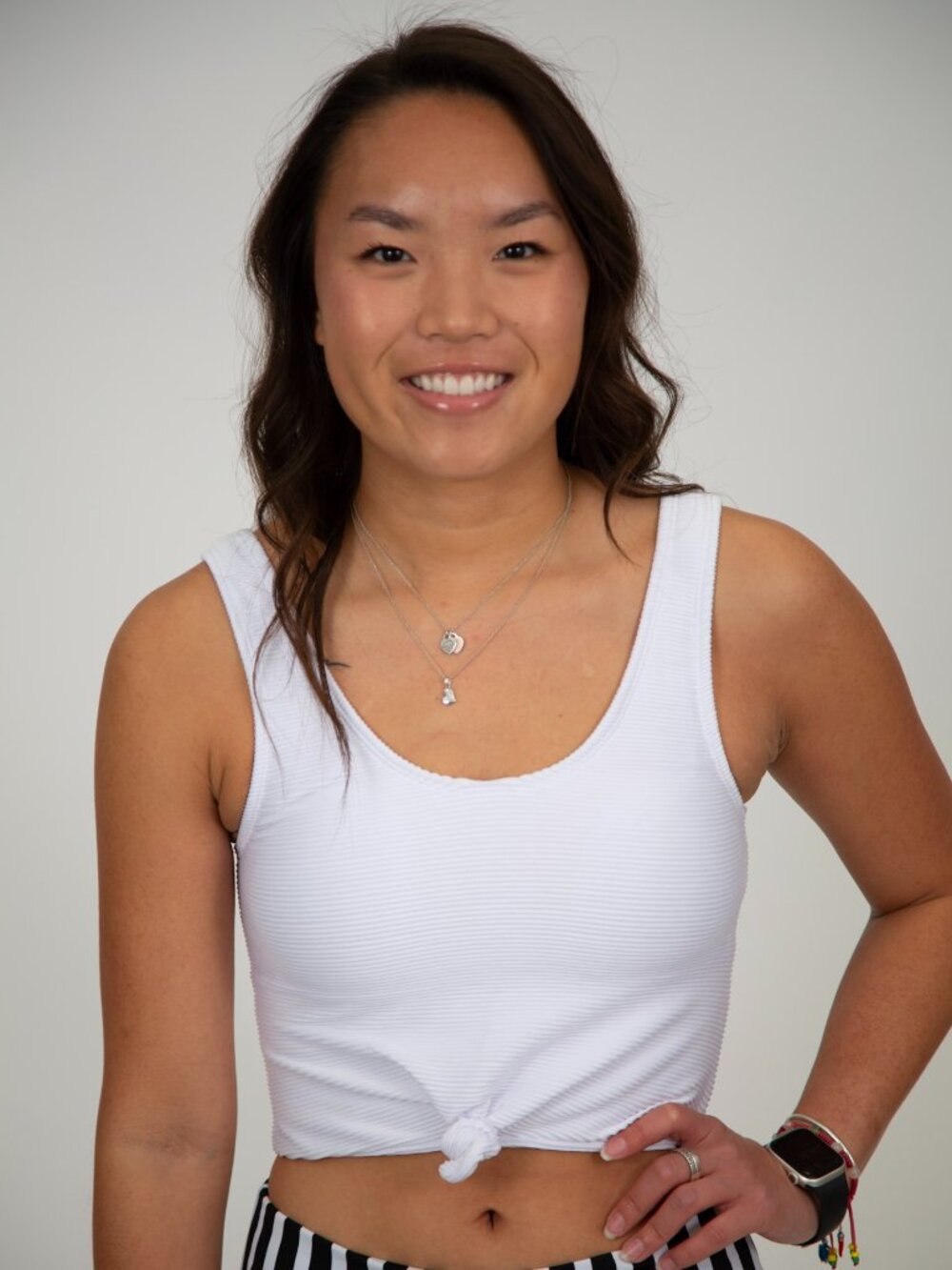 Knotted Rib Tankini Swim Top | White